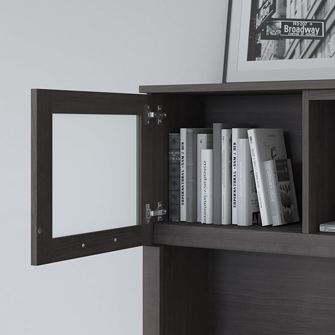 Bush Furniture Somerset 72W L Shaped Desk with Hutch in Storm Gray