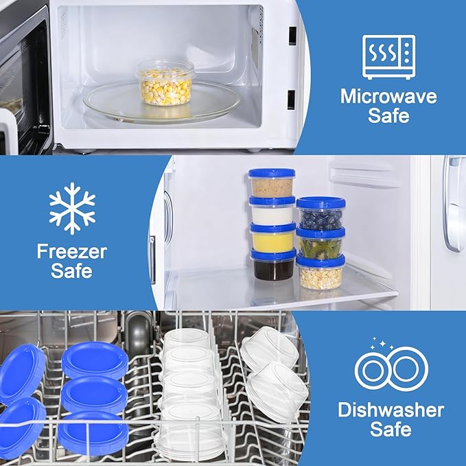 12 Pcs 8 oz Plastic Containers with Screw Lids, Reusable Clear Food Storage Containers with Pen and Brush for Snack Salad Fruit, Freezer Storage Containers, Microwave & Dishwasher Safe