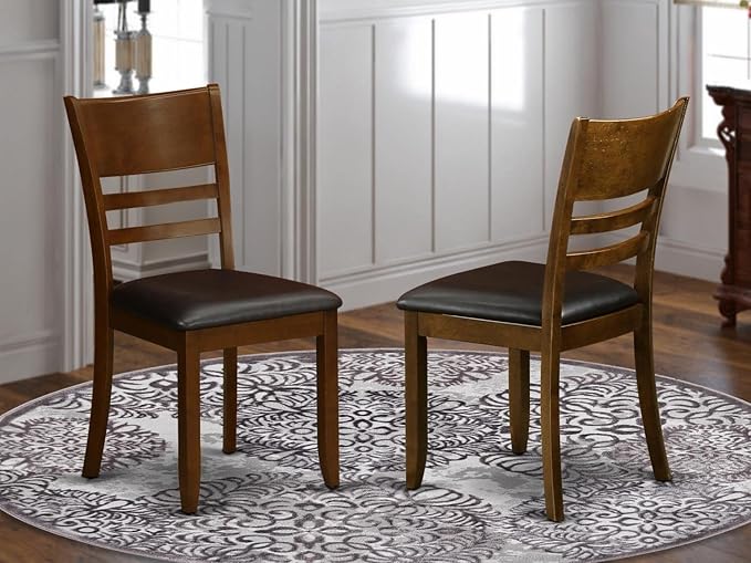 East West Furniture LYC-ESP-LC Lynfield Dining Chairs - Faux Leather Upholstered Wooden Chairs, Set of 2, Espresso