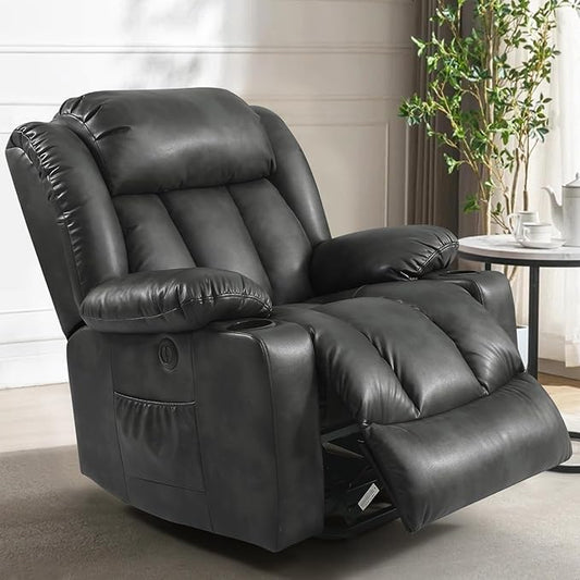 PARKOL Power Lift Recliner Chair for Elderly Breathable Leather Recliner Chair with Massage and Heat for People Limited Mobility (Sliver Gray, Small)