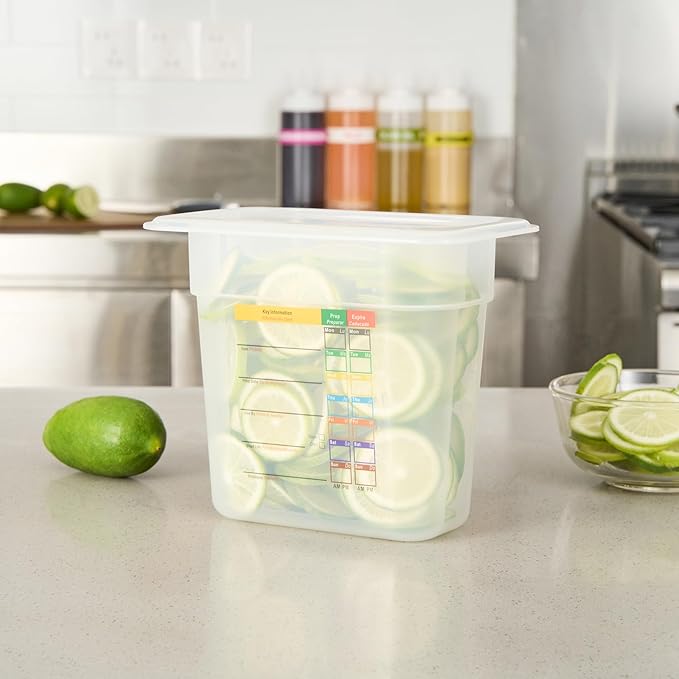 Restaurantware Food Storage Container 1 Pack of 6.8 x 4.2 x 5.9 Inches Plastic Stackable Storage Box White Reusable Label Container Dishwasher Safe For Restaurants And Kitchens