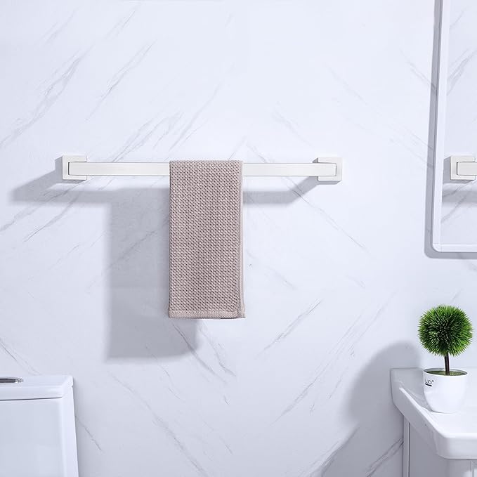 LANC 24 Inch Bathroom Towel Bar Wall Mounted Bath Hand Towel Holder Brushed Nickel Towel Hanger Square Towel Rail Shower Towel Rod for Kitchen Bedroom Modern Towel Rack, A8804BN-6P1