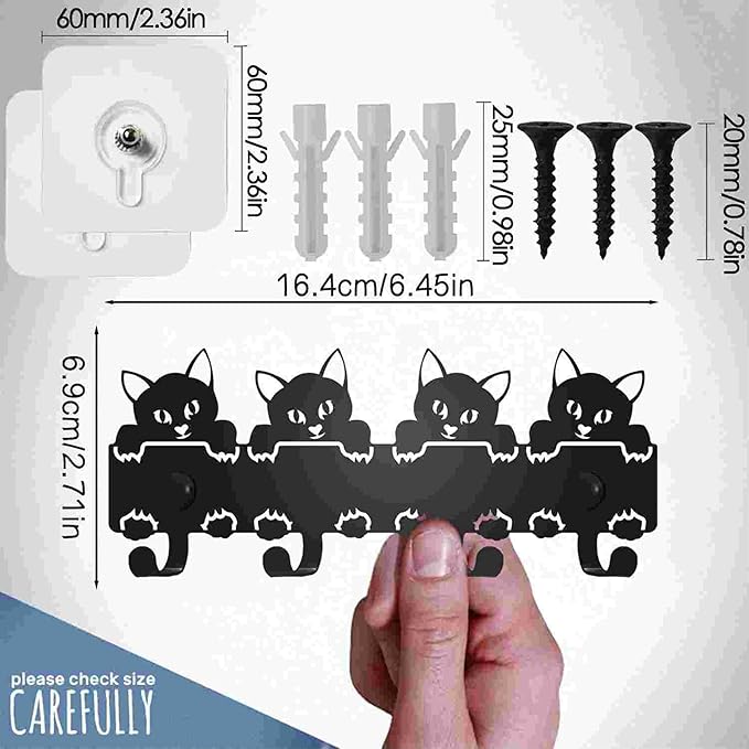 YXE Metal Key Holder Wall Mount, 8 Hooks, Key Organizer Rack for Kitchen, Entryway, Hallway, Bedroom, Black (M4)