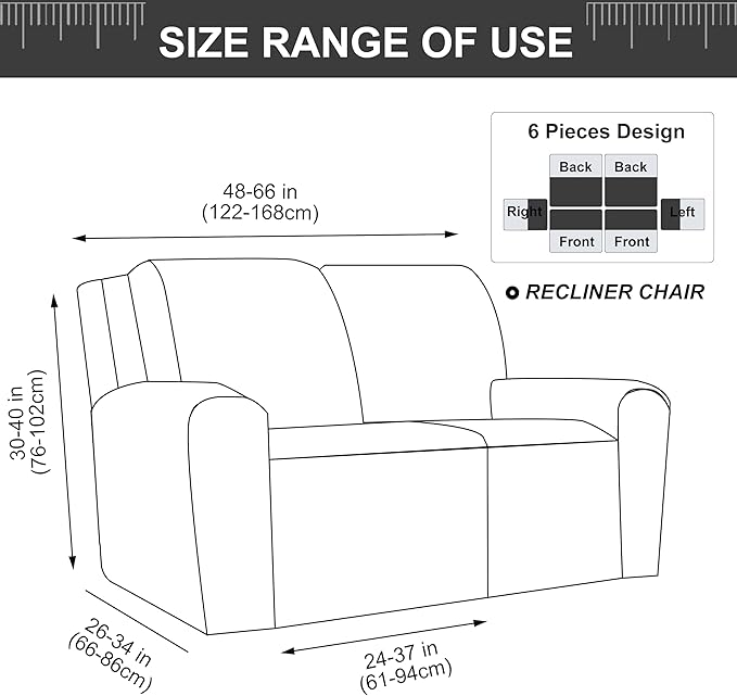Genina Recliner Loveseat Cover Stretch Couch Covers Sofa slipcover for 2 Seat Reclining Couch Thick Jacquard Furniture Protector (Beige)