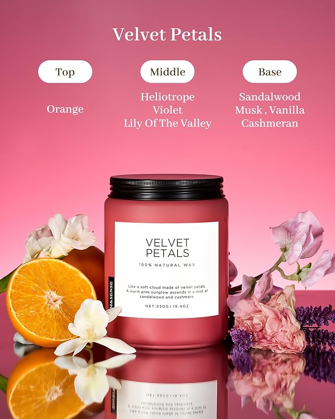 M&SENSE Sandalwood Floral Large Soy Candles for Home Scented, Organic Natural Soy Wax 19.4oz 110 Hour Long Lasting, Luxury Floral Scented Candle Gifts for Women