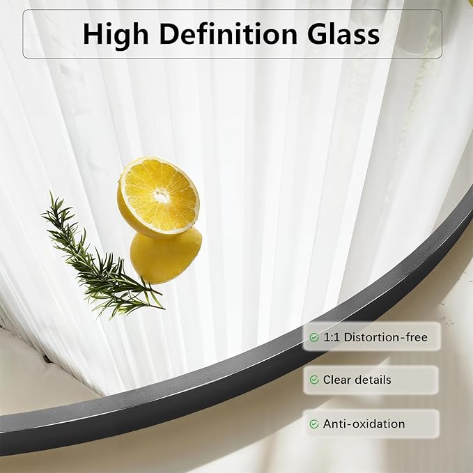 Oversized Full Length Mirror, 38"x77" Large Arched Floor Mirror Full Length with Stand, Room Decor Big Full Body Mirror with HD Tempered Glass Aluminum Frame for Bedroom Living Room, Black
