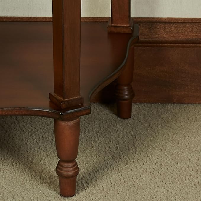 Touch of Class Sarantino Wooden Console Table - Natural Cherry with Aged Gold Details - Traditional Decorative Regal Furniture - Half Circle Moon Shape - Elegant Display for Entryway Room