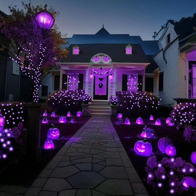 Kwaiffeo LED String Lights for Halloween Christmas Holiday Decorations, 8 Modes Fairy Lights for Indoor Outdor, 164FT 500LED, Purple