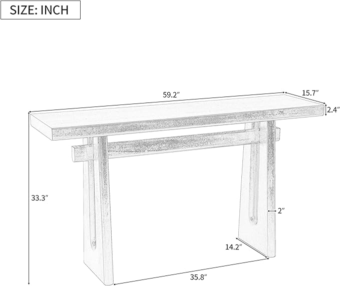 Modern Entryway Console Table 59.25-Inch Simple Open Style Entry Sofa Table Accent Furniture for Living Room Hallway Entrance, Black