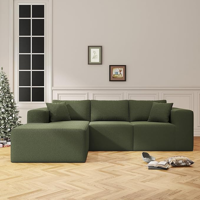 108" Cloud Sectional Couch with L-Shape Chaise,4 Seat Modern Modular Sofa with Deep Seat,Upholstered Couches for Living Room Bedroom, Boneless Couch