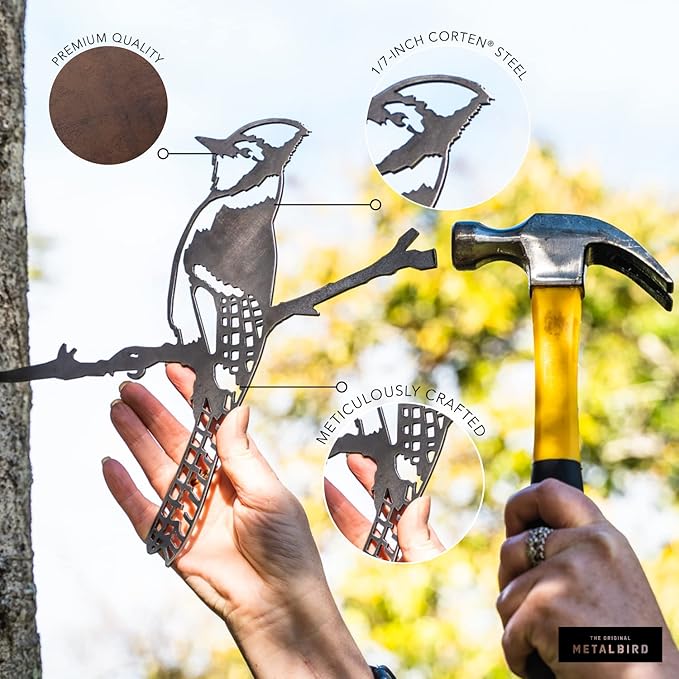 METALBIRD - Hummingbird - Outdoor Tree Ornaments in Corten Steel - Metal Art Proudly Made in The USA