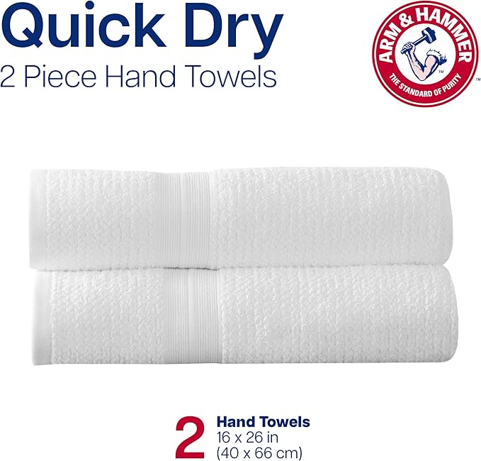 Arm & Hammer Quick Dry Hand Towels, 2 Piece, Light Blue