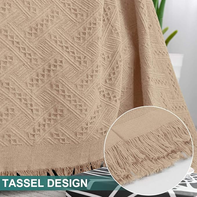 MYSKY HOME Sofa Cover Couch, Covers for 2 Cushion Couch, Geometrical Couch Cover Living Room Sofa Throws Sofa Slipcovers for Pets, Kids (Large, 71" x 102", Khaki)