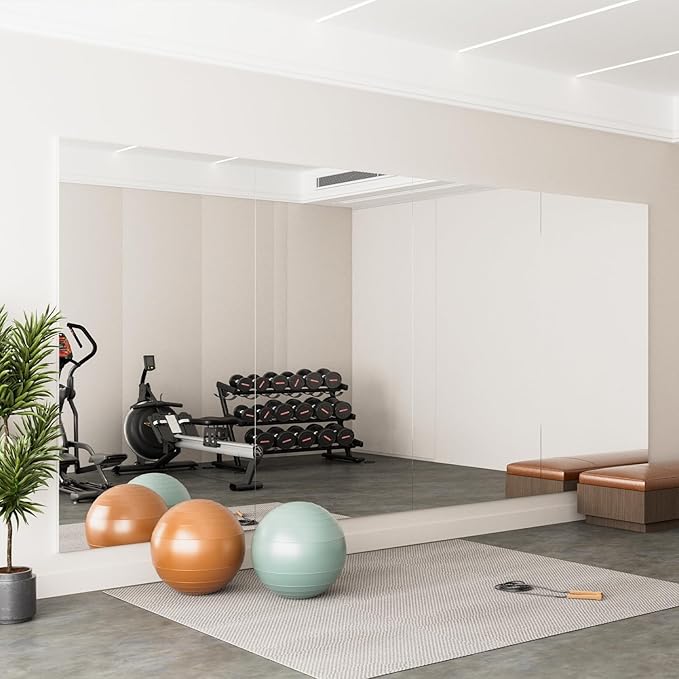 brisafe 2PCS 59" x 16" Gym Mirror - Full Length Wall Mirror for Gyms, Dance Studios, Home and Yoga - Easy Installation, Ultra Light Shatterproof Nano Miorror Reduces 60% Commercial Insurance Costs