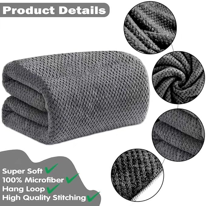 2-Pack Microfiber Towels 27x54(Inches), Ultra Soft Quick Dry Bath Towels, Highly Absorbent & Lightweight for Gym, Yoga, Travel, Spa, Home & Post-Workout, Large Bath Sheet Set