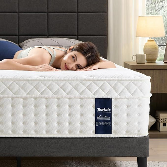 14 Inch Queen Mattress, Plush Hybrid Mattresses with Gel Memory Foam in a Box, Individual Pocket Springs for Pressure Relief & Motion Isolation, CertiPUR-US Certified,100-Night Trial