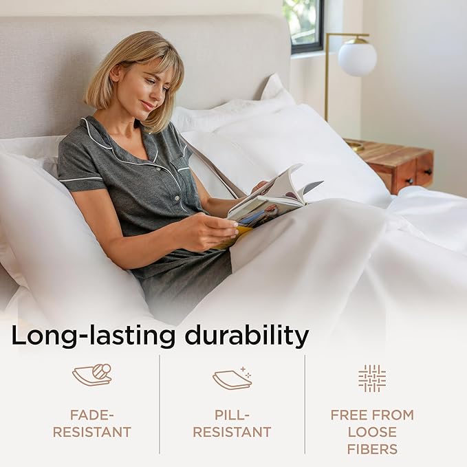 Threadmill Luxury 800 Thread Count 100% Cotton Sheets - Sateen Weave Twin XL Bed-Sheets, Better Than Egyptian Cotton,3 Pc Solid Bedding Set (Hotel White), Fits 15" Deep Pocket