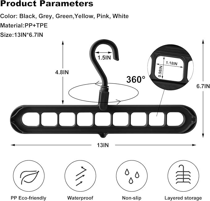 Closet Organizers and Storage, Multifunctional Organization and Storage Home Essentials Magic Space Saving Hangers with 9 Holes for Wardrobe Closet Heavy Clothes