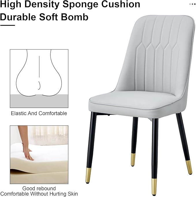 Dining Chairs Set of 2，Modern Dining Chairs, Equipped with PU Leather Backrest Cushions and Black Metal Legs, Suitable for Restaurants, Kitchens, and Dining Room Chairs