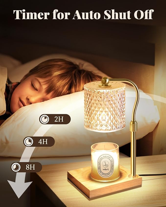 Candle Warmer Lamp with Timer Dimmer Adjustable Height, Birthday Gifts for Women, House Warming New Home Decor Gifts for Mom, Electric Wax Warmer for Jar Candles, Amber