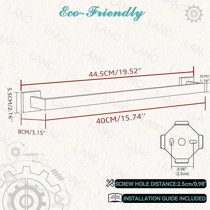 LANC 16 Inche Black Towel Bars for Bathroom Wall Mounted, Total-18 Bath Towel Racks Stainless Steel for Bathroom Kitchen Towel Holder Towel Hanger Towel Rods, Matte Black A8804MB-4P1