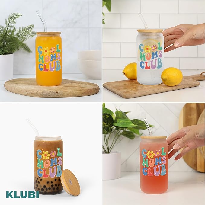 KLUBI New Mom Gifts for Women - Cool Moms Club Tumbler With Straw 16 Ounce After Birth Pregnancy Present New Mama Soon to be Mom to be Gift, First Time Mother Gifts for Pregnant Wife