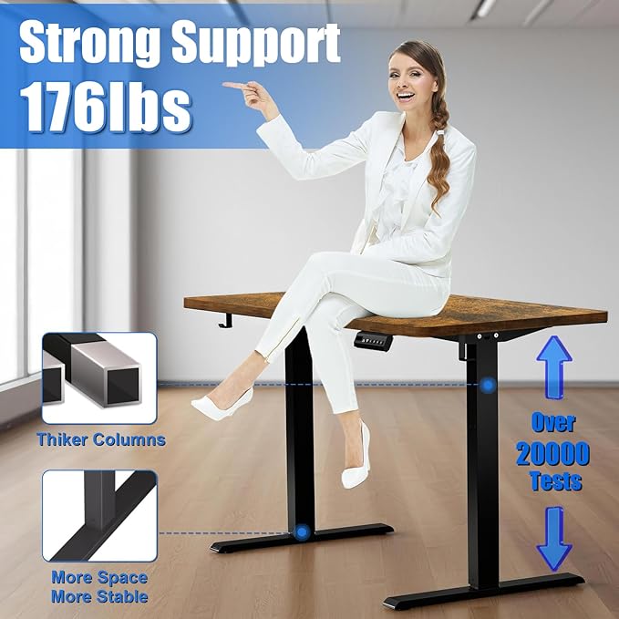 Whole Piece Standing Desk with Wheels Adjustable Height- Mobile Stand up Desk with Lockable Casters, Portable Sit Stand Desks Electric for Home & Office Workstation
