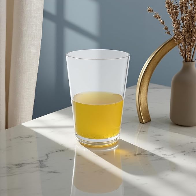 12 oz Clear Drinking Glasses - Unbreakable Acrylic Glasses Drinkware set of 6 - BPA Free Dishwasher Safe Reusable Plastic Cups for Kitchen Party Outdoor (Look Like Glass)