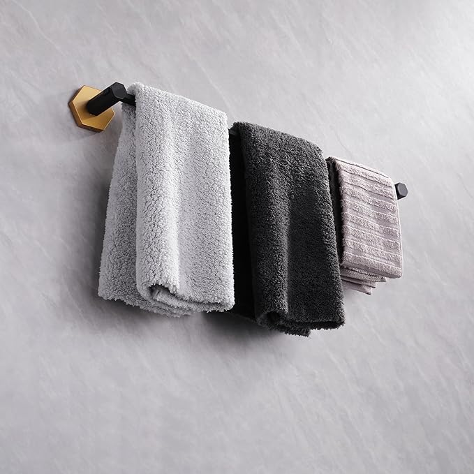 GERZWY 24'' Bathroom Towel Bar Stainless Steel Towel Holder for Bath Kitchen Cabinet Heavy Duty Towel Rails, Black & Gold