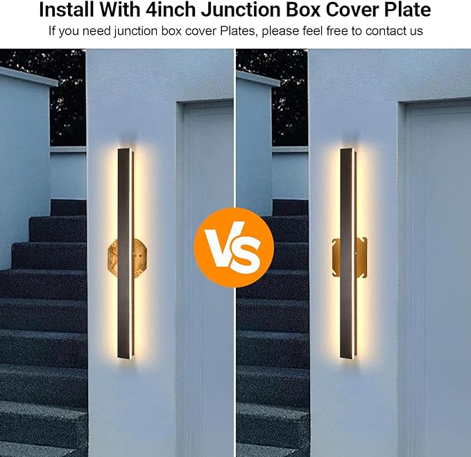 Outdoor Wall Lights Set of 2, 47.24 Inch Waterproof Linear Led Modern Wall Sconce, 3CCT Color Selectable Exterior Lights with Remote Dimming Lighting Fixture Acrylic Anti Rust