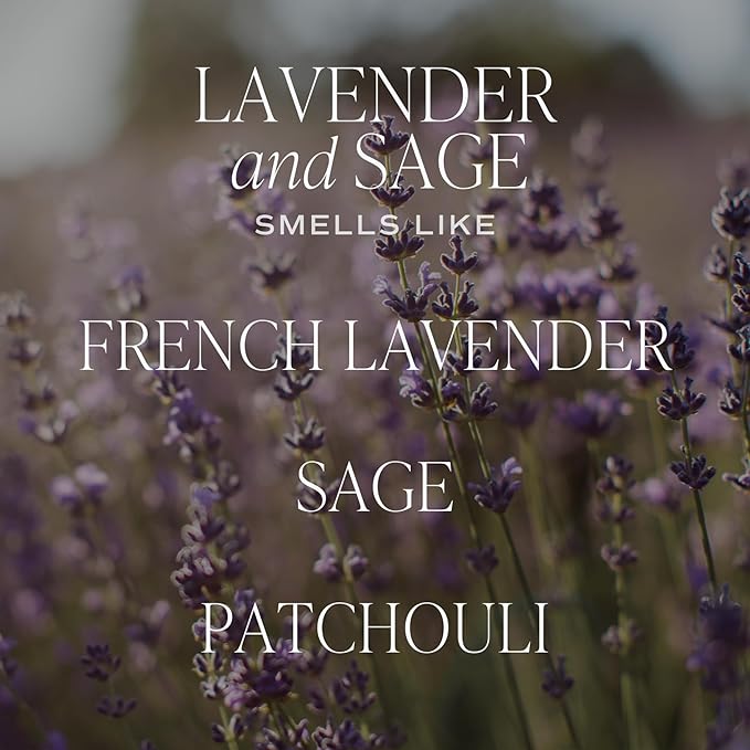 Sweet Water Decor Lavender and Sage Scented Soy Candles – French Lavender, Lime, Sage, Ginger, – Cozy All-Year-Round Aroma – 50 Hour Burn – 12oz Tinted Glass Jar for Home Decor and Bedroom Decor