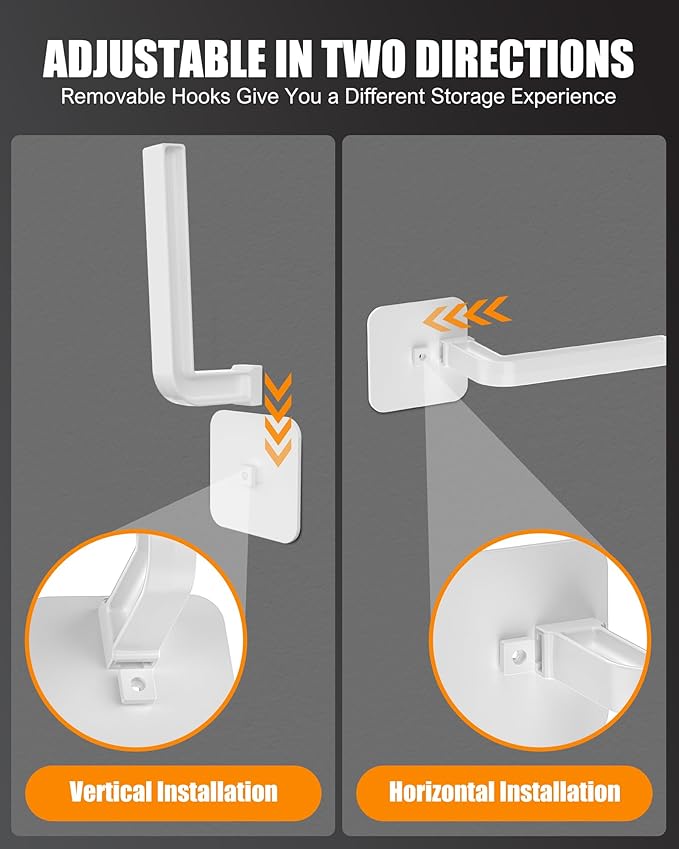 Multi-Purpose Hat Organizer (16-Pack), Strong Adhesive Hat Hooks for Wall, Two Mounting Options, White