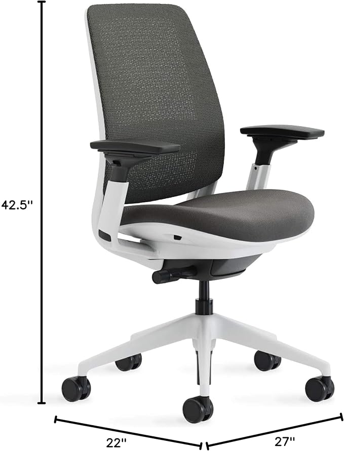 Steelcase Series 2 Office Chair - Ergonomic Work Chair with Wheels for Hard Flooring - with Back Support, Weight-Activated Adjustment & Arm Support - Adjustable Rolling Chairs for Desk - Graphite