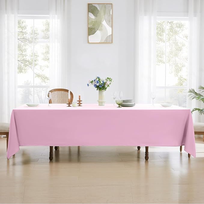 Rectangle Tablecloths 90x132 Inch 2 Pack Pink Tablecloth for 6ft Washable Decorative Linen Polyester Table Cloths for 8ft Dining Table Banquets Buffet Parties and Wedding
