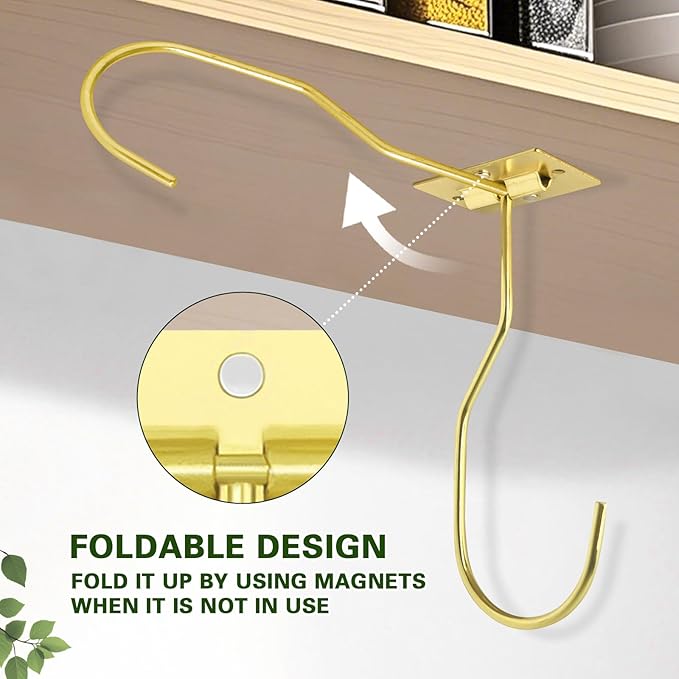 Banana Hanger Hook – Space Saving Banana Holder Hanger to Keep Bananas Fresh, Self Adhesive and Screw Banana Hook 4Pack Gold