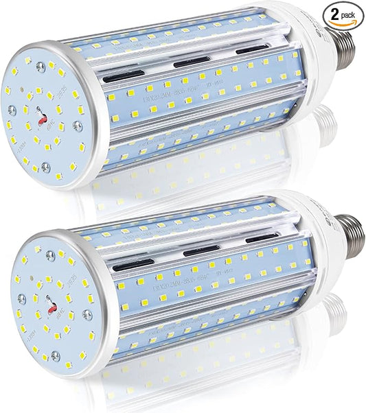 2 Pack 600W Equivalent LED Corn Light Bulb 6000 Lumen 5000K Daylight White E26 Medium Base 60W Corn Light Bulbs for Outdoor Indoor Garage Warehouse Factory Workshop