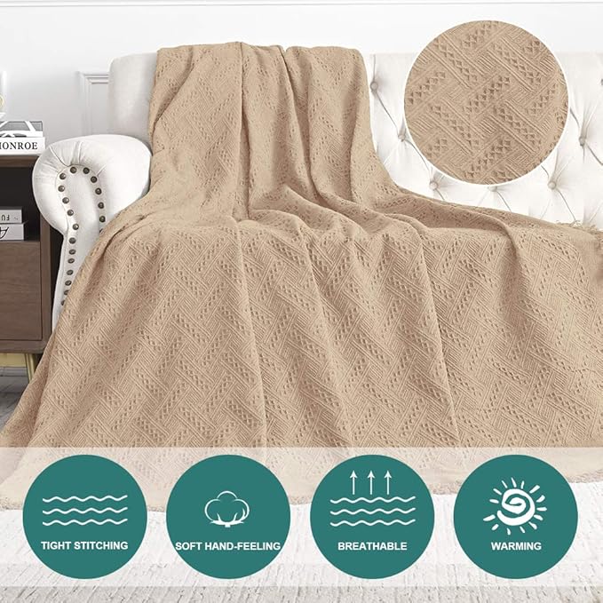 MYSKY HOME Sofa Cover Couch, Covers for 2 Cushion Couch, Geometrical Couch Cover Living Room Sofa Throws Sofa Slipcovers for Pets, Kids (Large, 71" x 102", Khaki)
