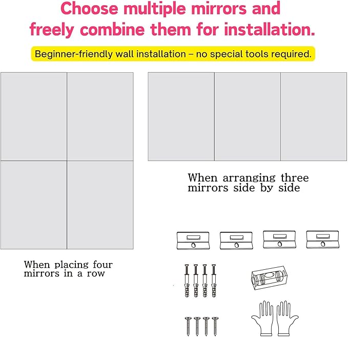 brisafe 1PCS 71"x44" Ultra-Light Full Length Mirror – Frameless Wall-Mounted Mirror for Home Gym, Yoga Studio, or Living Room | Easy Installation, Commercial Grade & Insurance Eligible