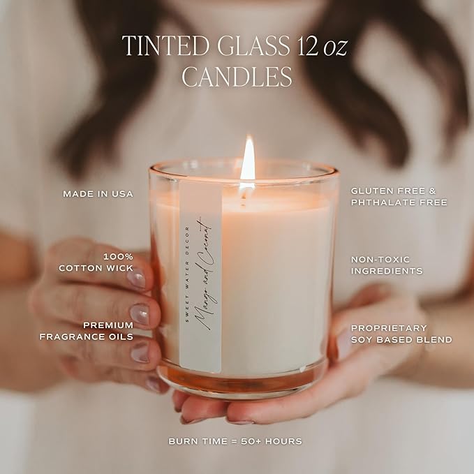 Sweet Water Decor Farmhouse Scented Soy Candles – Apple, Orange, Pumpkin, Cinnamon, Nutmeg, Ginger, Vanilla – Cozy Aroma – 50 Hour Burn – 12oz Tinted Glass Jar for Home Decor and Bedroom Decor