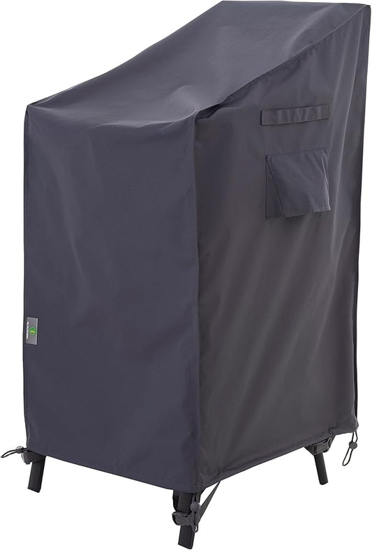 F&J Outdoors Patio Chair Covers, Heavy Duty Waterproof UV Resistant Outdoor Stackable Chair High Back Chair Cover, Grey, 27" W x 37" D x 47" H