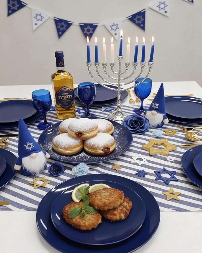 PULOTE 100PCS Blue Plastic Plates - Heavy Duty Navy Blue Disposable - Include 50PCS 10.25inch Dinner & 50PCS 7.5 inch Dessert/Salad Plates - Ideal for Party & Labor Day