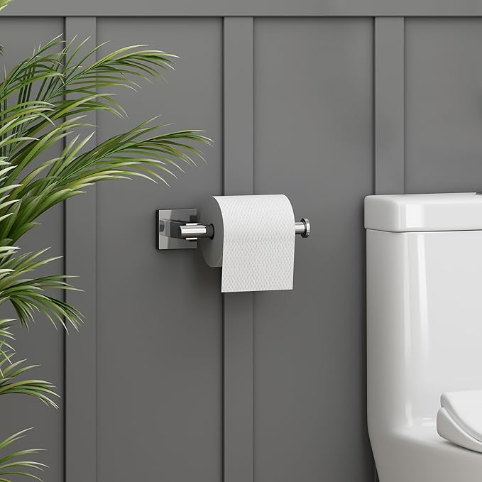 Suyar Polished Chrome Toilet Paper Holder, SUS 304 Stainless Steel Wall Mount Toilet Roll Holder, TP Hanger for Bathroom