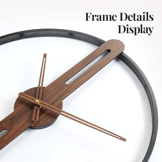 Cuspin 30 Inch Large Wall Clock for Living Room, Modern Silent Non Ticking Battery Operated Big Clock, Rustic Minimalist Wood Metal Frame Decorative Wall Clocks for Office, Bedroom, Kitchen