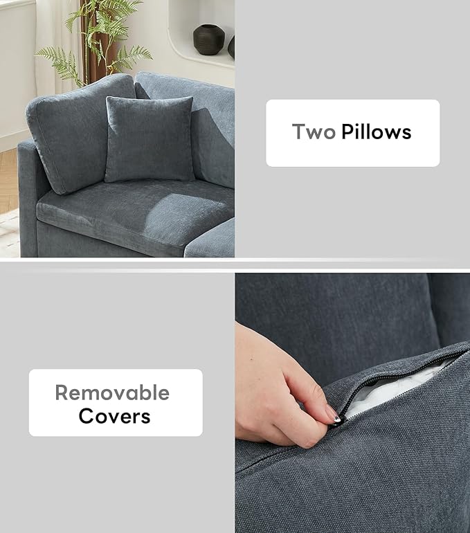 Tbfit Modern Sectional Sofa with Storage, Down-Filled Cushions, 154" W Cloud Couch for Home, Living Room, Grey