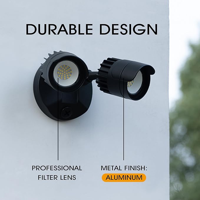 LED Flood Lights Outdoor, 34W 3500LM 5000K Daylight, IP65 Waterproof Security Lights with 2 Adjustable Heads, Exterior Wall Light for Patio, Garage, Yard (Black)