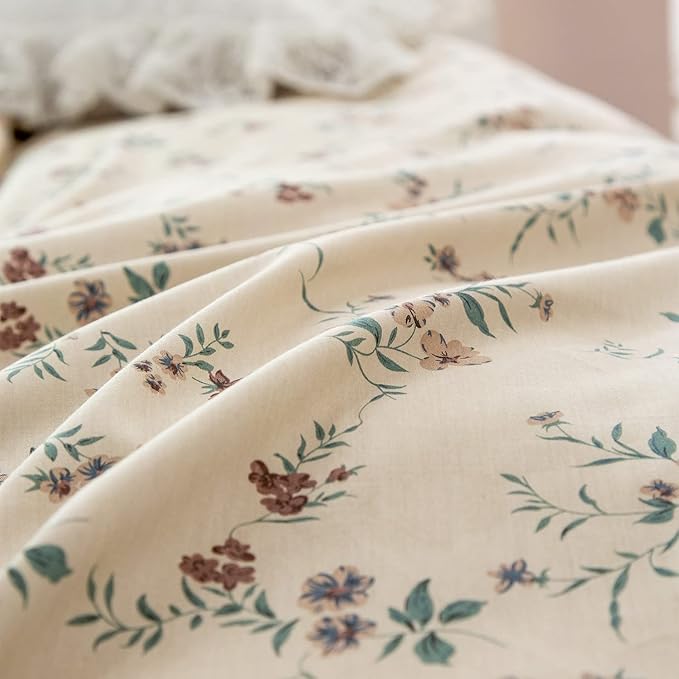 Floral Comforter Set Twin 2 Pieces Soft Chic Vintage Flowers Bedding Comforter Lightweight Garden Style Floral Botanical Flower Comforter Set for All Seasons and 1 Pillowcases (Floral, Twin)