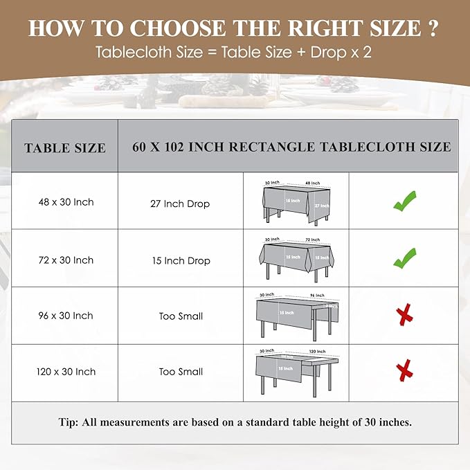 Christmas Tablecloth Rectangular 60x102 Inch Waterproof Table Cloth for 6ft, Washable Polyester Table Cover for Xmas Party, Winter Holiday Home Decoration in Festive Red 1pack