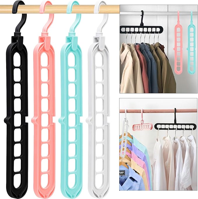 Closet Organizers and Storage, Multifunctional Organization and Storage Home Essentials Magic Space Saving Hangers with 9 Holes for Wardrobe Closet Heavy Clothes