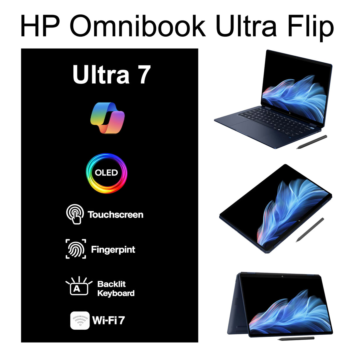 HP Omnibook Ultra Flip 2-in-1 Laptop 14" Touch OLED 3K, Ultra 7, 32GB/1TB