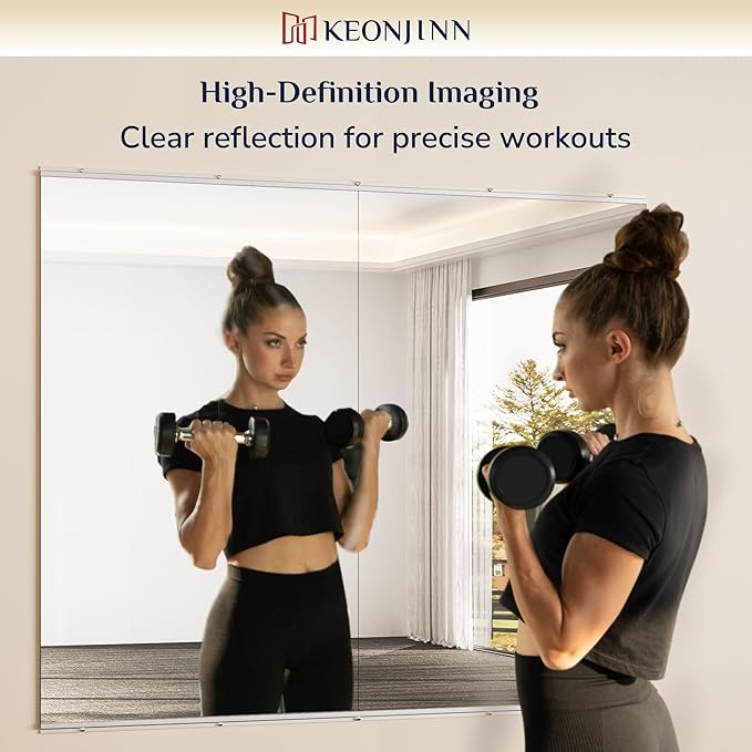 Keonjinn Home Gym Mirror, 84" x 42" Workout Mirrors for Home Gym, Frameless Tempered Glass, Full Body Wall Mirrors for Fitness Exercise, Yoga Room, Dance Studio, Garage